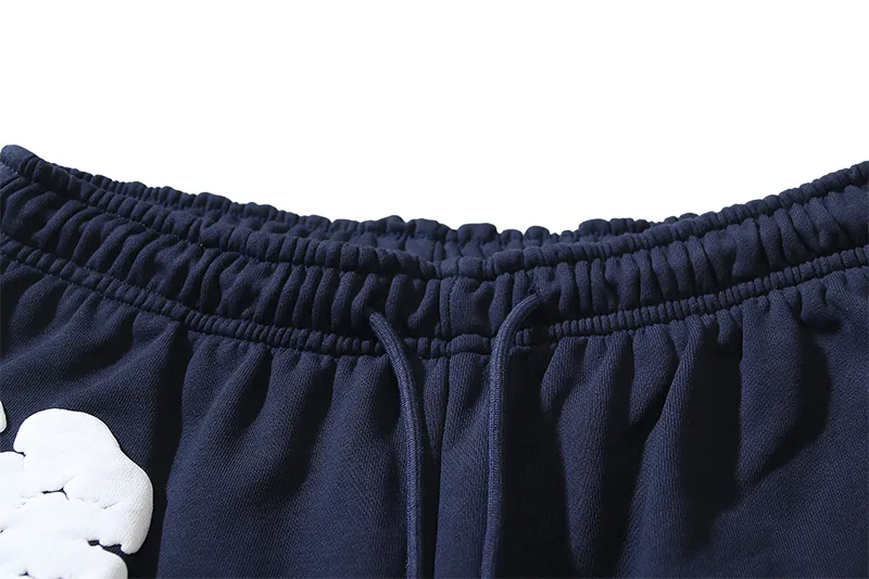 720# P186 Real shot DENIM TEARS main line Kapok foam printed American casual sweatpants Fabric 380g pure cotton terry cloth Color: black gray black-gray red dark green royal blue orange pink light blue carbon gray color blue white purple lake blue code number: S M L XL